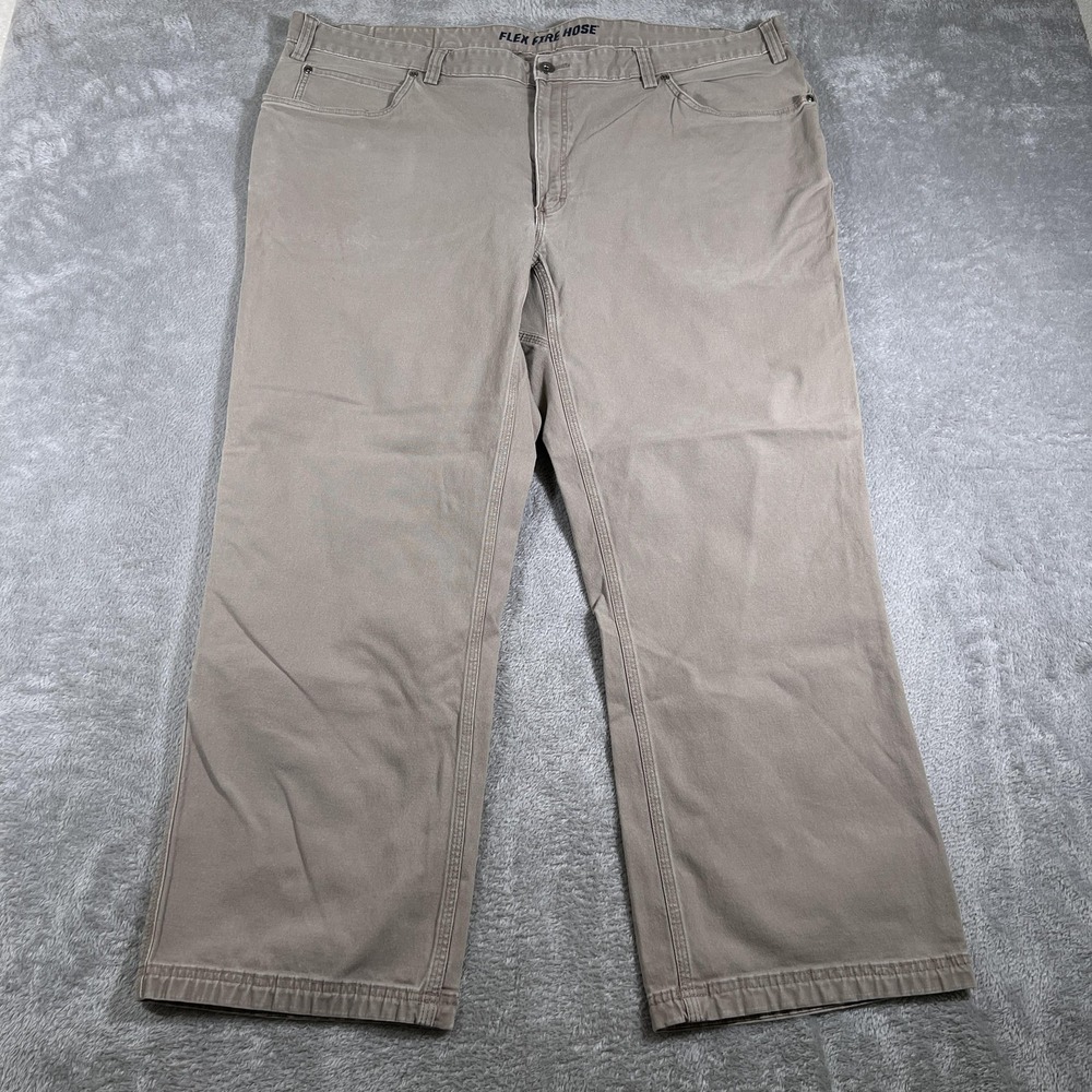 Duluth Trading Flex Fire Hose Pants Mens 46x30 (Fits 42x27) Khaki Straight Leg - Picture 1 of 10